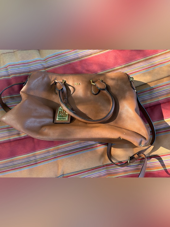 Polo Ralph Lauren Handbags - Polo Ralph Lauren Brown Leather Shoulder Bag with Gold Hardware